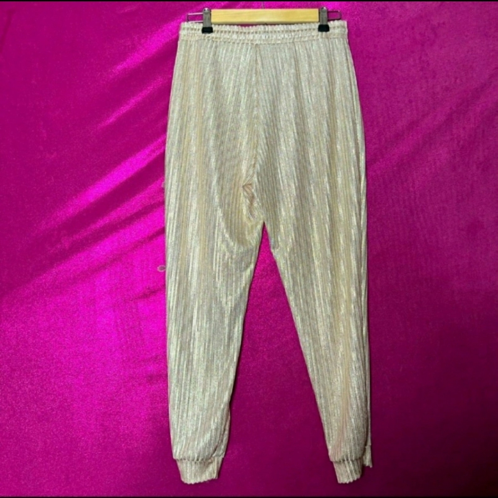 🆕Champagne Metallic Gold Lightweight Fashion Joggers Size L - Picture 7 of 9